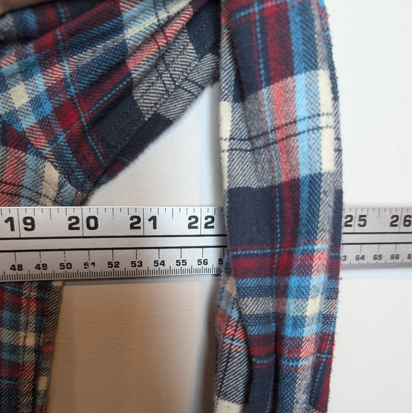 Denim & Flower Flannel Collection Plaid Button Down Blue Red White Mens Slim M - Picture 5 of 8